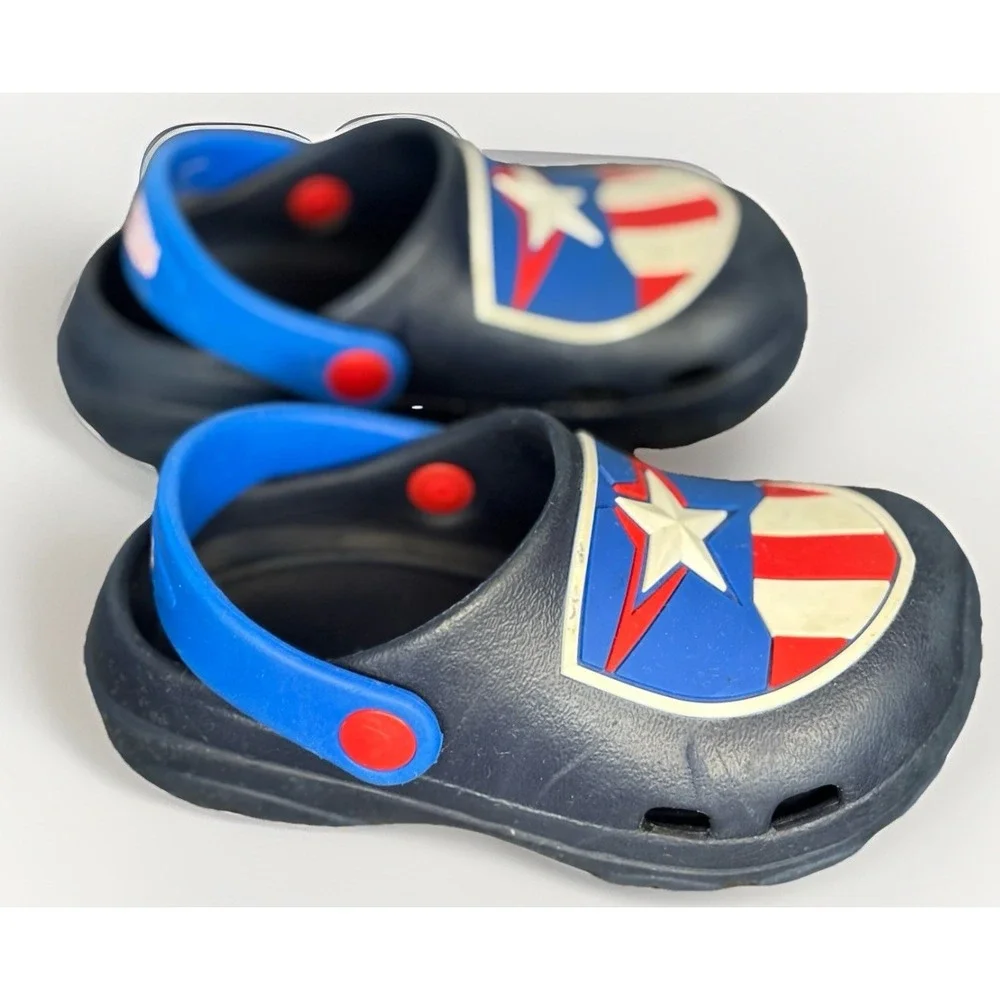 2 Pair Toddler Small 7/8 Clog Shoes Captain America & Disney Pixar Cars McQueen